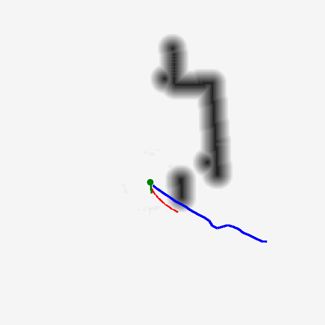 World-model planner state at 30 seconds in the building failure case.